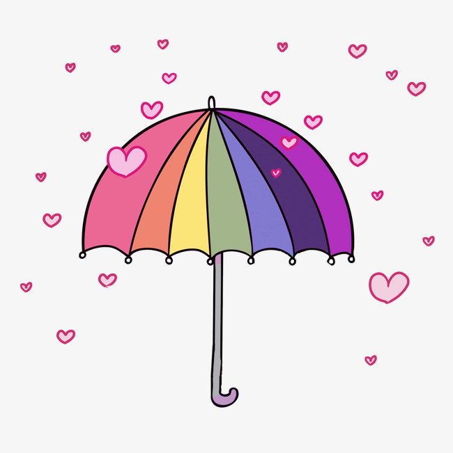 卡通爱心雨伞免抠图