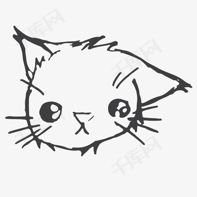 简笔素描猫咪头像