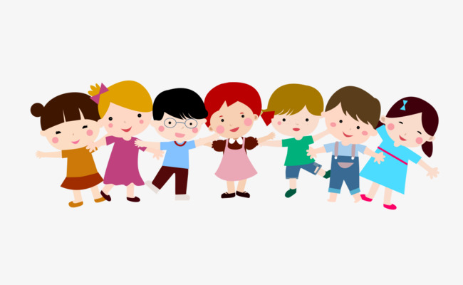 卡通风手拉手上学的小学生png