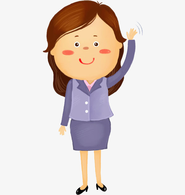 卡通挥手的女人免抠图素材图片免费下载_高清png_千库
