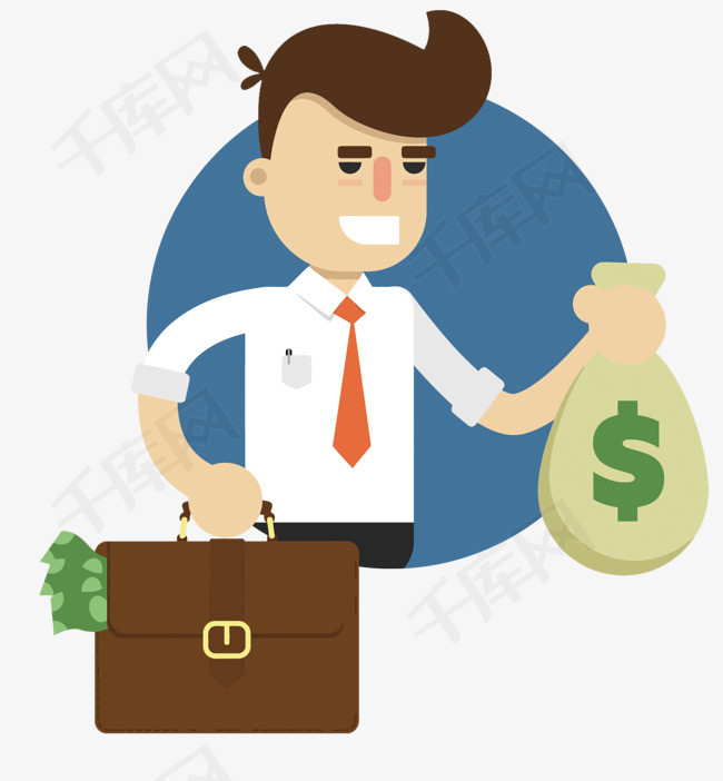 矢量拿着钱的男人赚钱扁平化矢量钱卡通手绘钱免扣png图