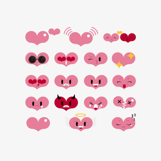 矢量粉色emoji爱心表情包