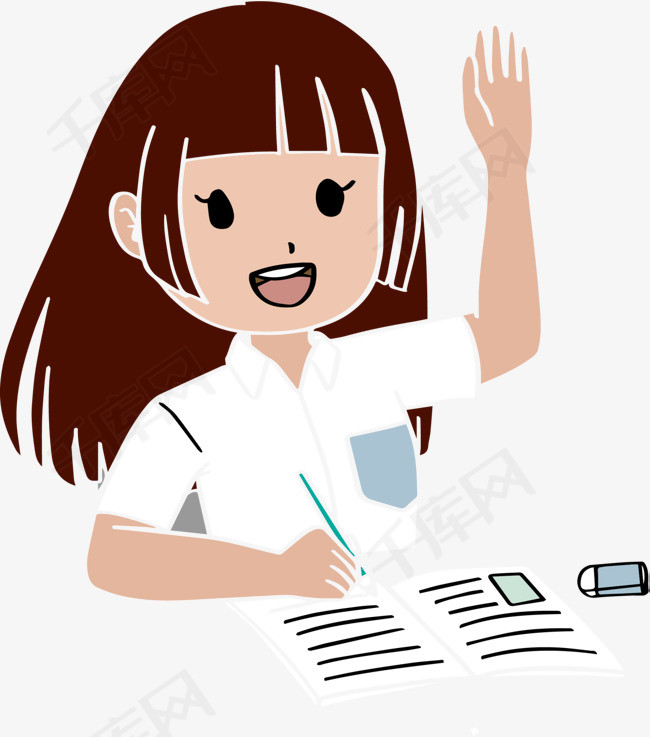开学季写作业的小女孩
