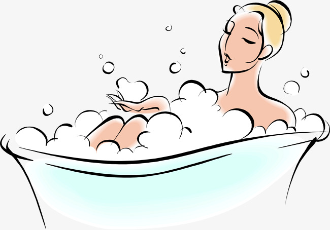 洗澡的卡通女人装饰