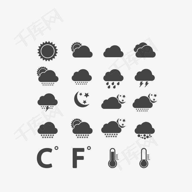 手绘白天夜晚天气图标素材