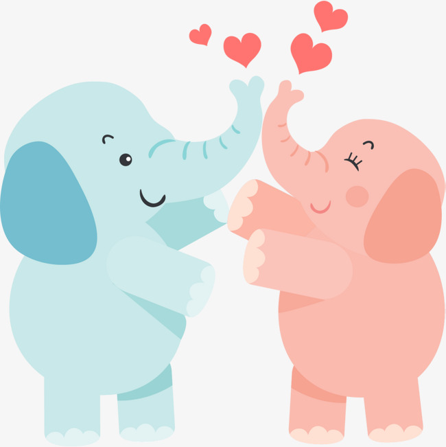 情人节可爱爱心小象