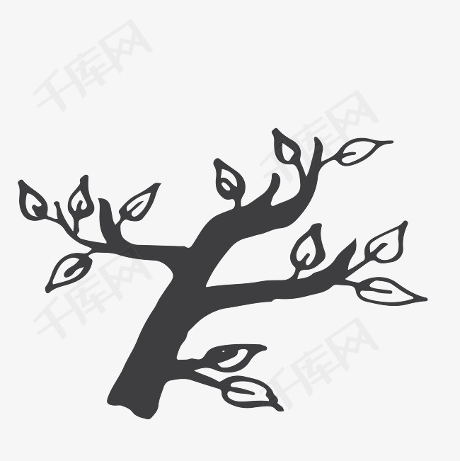 卡通简约黑白插画小清新树枝
