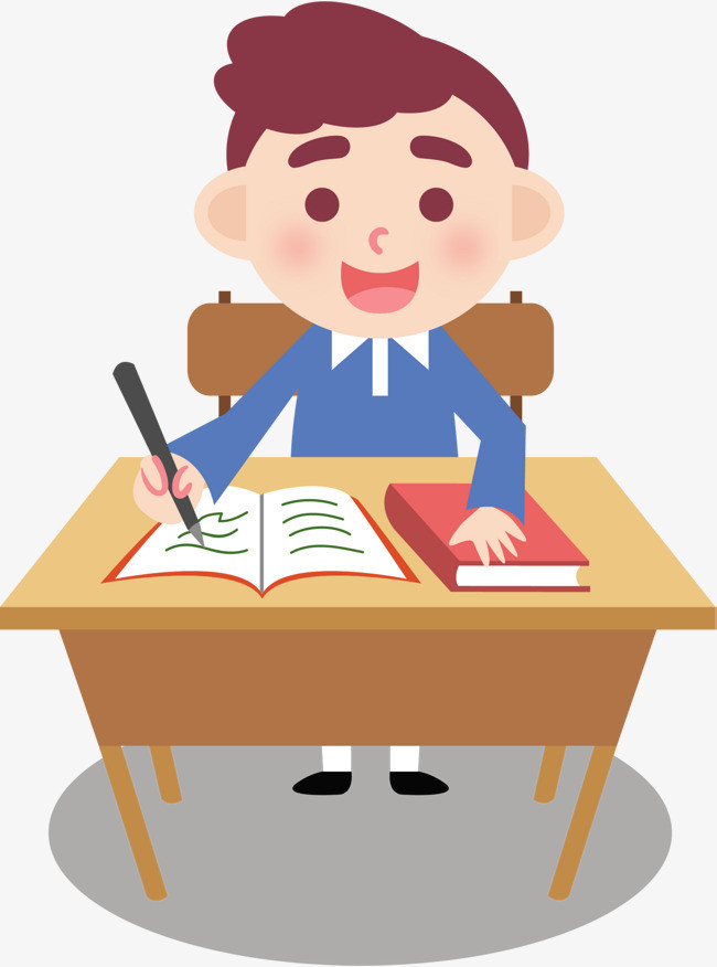 开学季写作业的小男孩