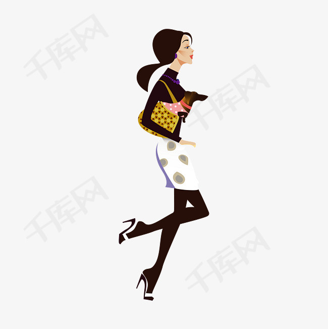 卡通时尚女郎侧面图