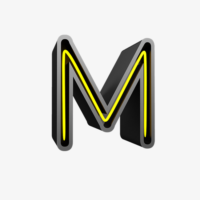 多角度绿色3d字母m