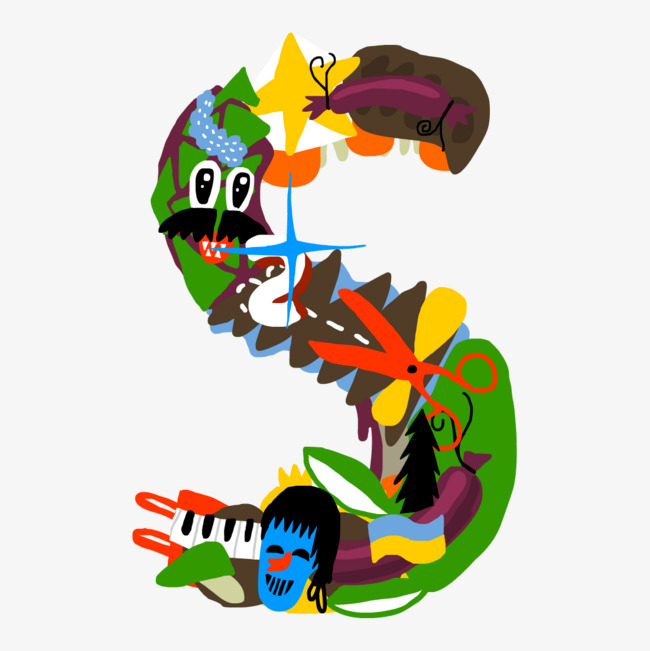 卡通手绘英文字母s