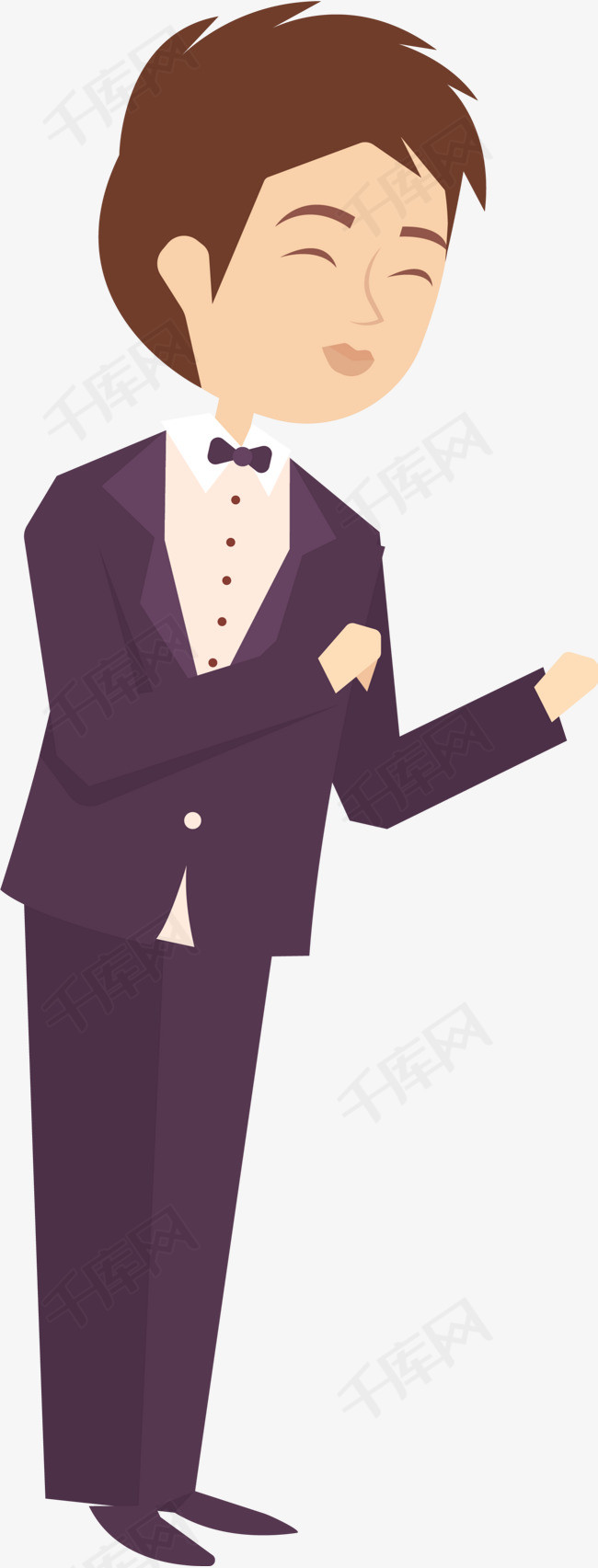 眯眼笑卡通婚礼新郎