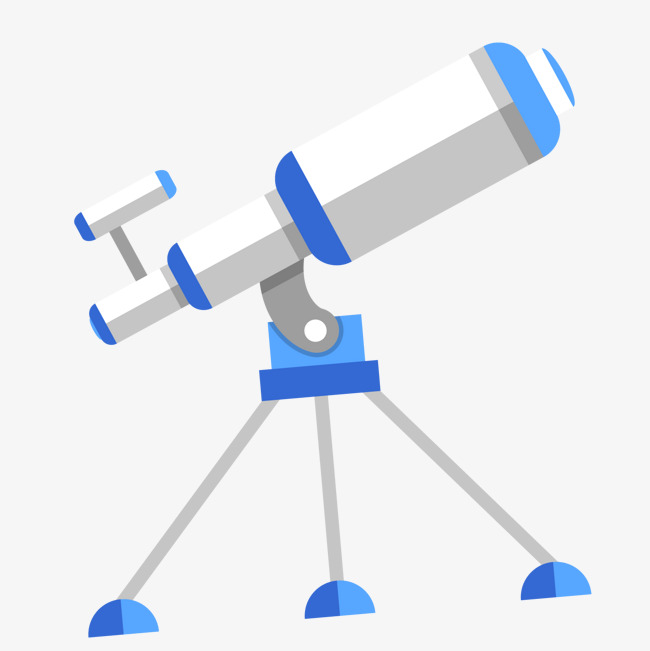 蓝色圆柱卡通天文望远镜元素