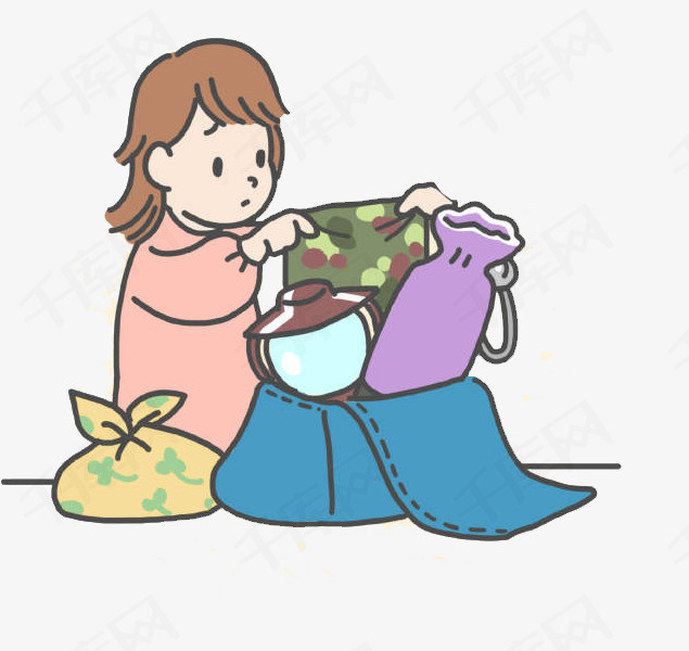 收拾行李的小女孩png