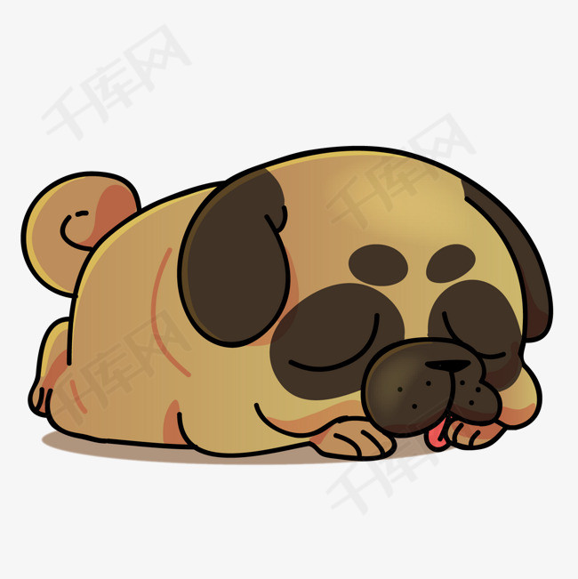 睡觉的小狗卡通插画