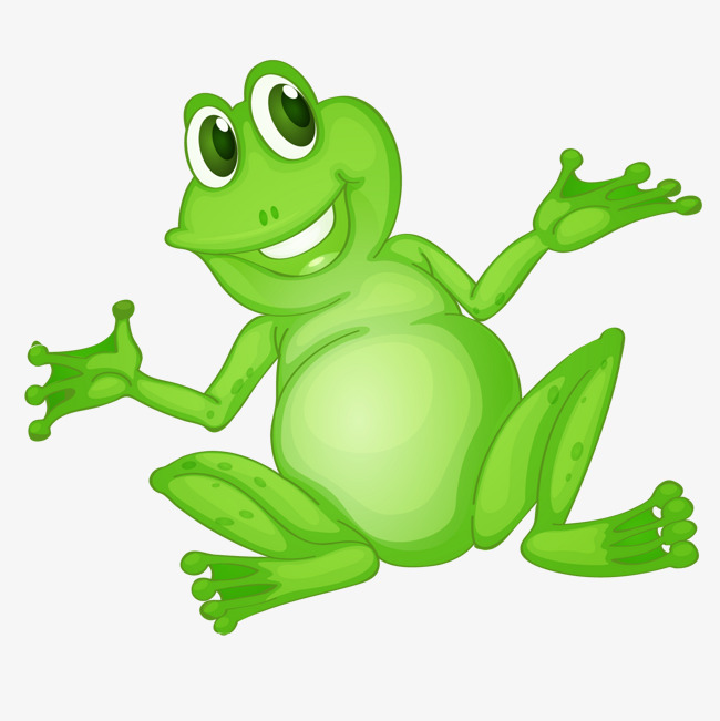 绿色卡通渐变小青蛙元素