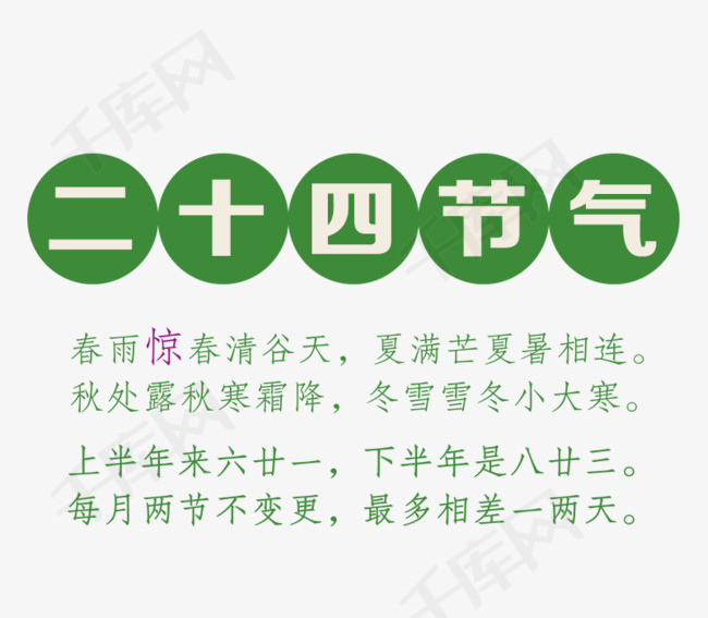 免抠绿色二十四节气艺术字来历素材图片免费下载_高清