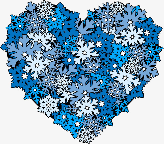 蓝色冬季雪花爱心