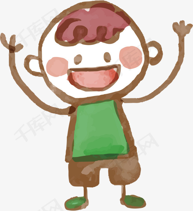 矢量图可爱的小男孩小男孩卡通手绘装饰图案卡通人物肖像画水彩画