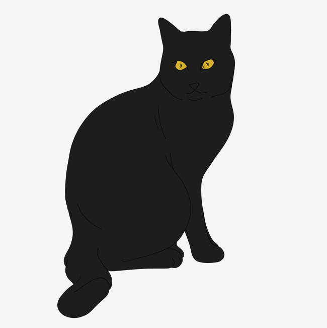 卡通黑色的猫咪设计猫咪动物卡通手绘彩绘黑色