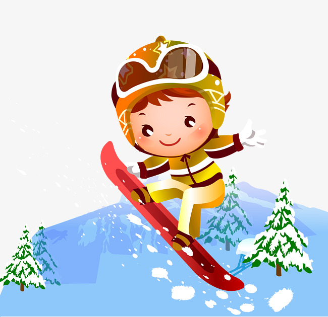 小孩子寒假旅游滑雪卡通图片