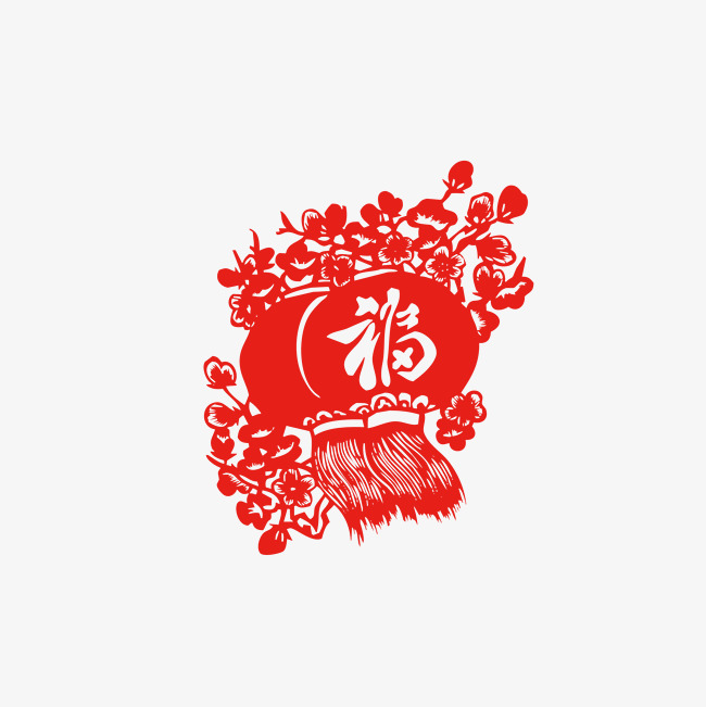 千库网提供矢量手绘剪纸福字灯笼矢量免抠png素材