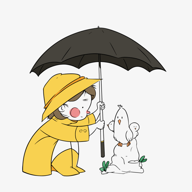 给小动物撑伞的儿童