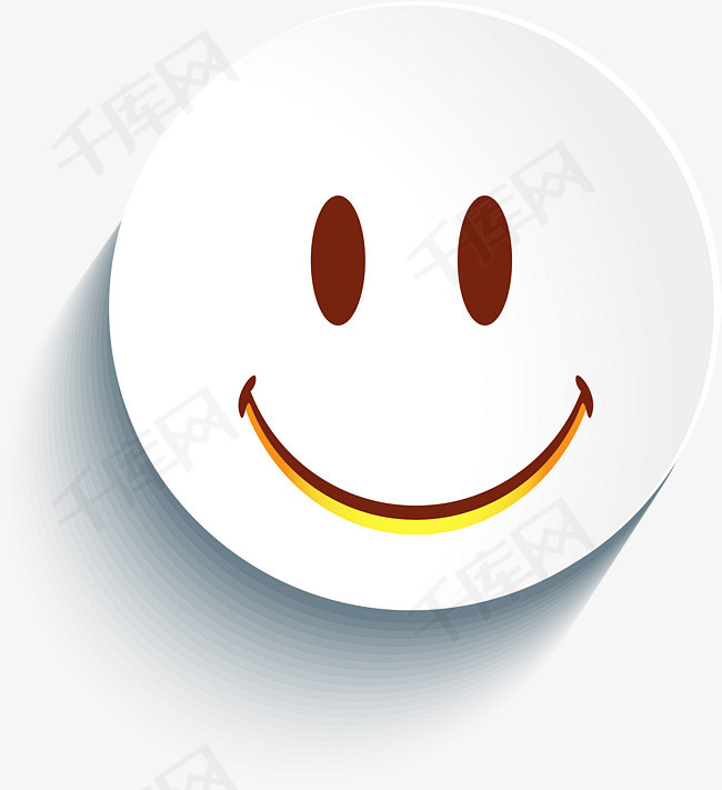 3d立体白色圆脸卡通微笑表情矢量
