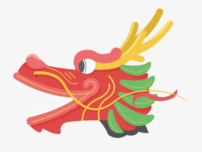 矢量龙头矢量下载红绿黄卡通龙头剪纸龙头睁眼霸气矢量下载龙头矢量