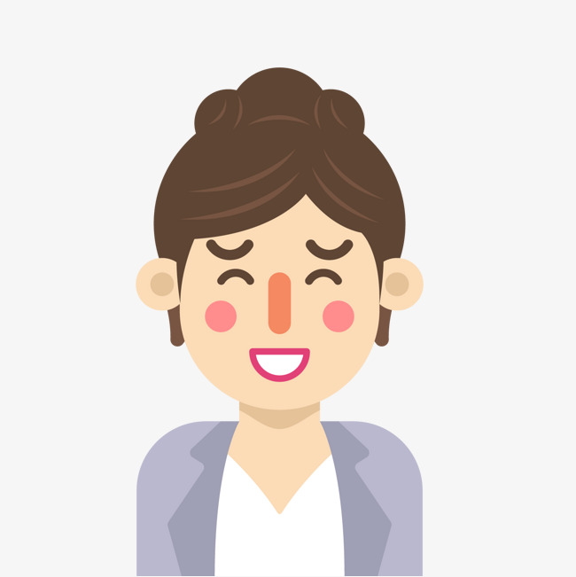 卡通开心表情女子矢量图