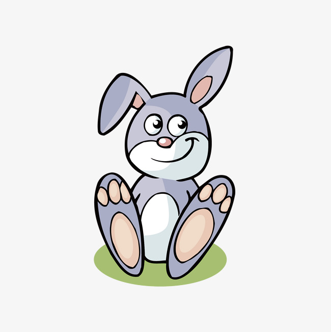 矢量手绘卡通坐着可爱兔子