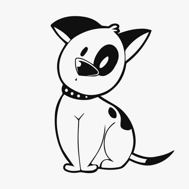 黑白可爱小狗矢量图卡通小狗黑色小狗可爱小狗可爱动物矢量图