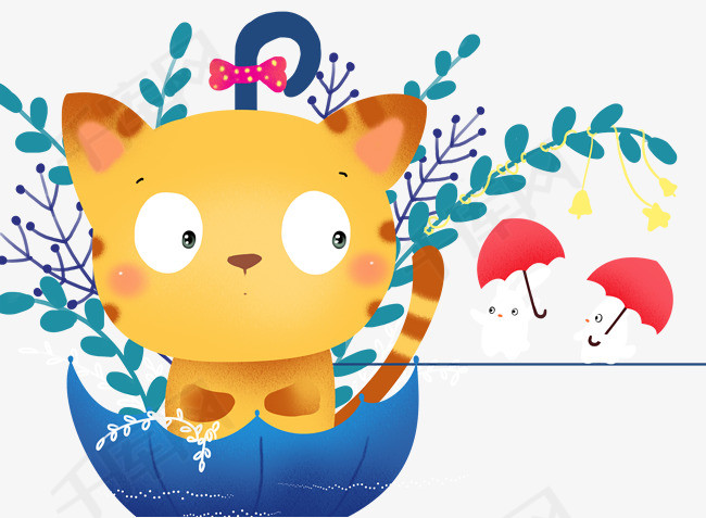 装饰手绘猫咪小清新插画素材图片免费下载_高清psd_千