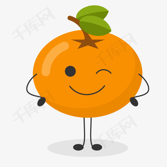 橙色橘子可爱表情卡通水果橙色橘子背景装饰可爱表情矢量图