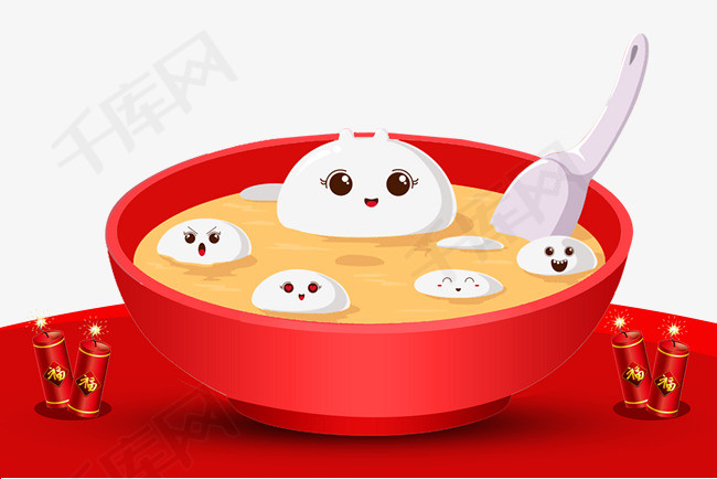 卡通手绘元宵节汤圆