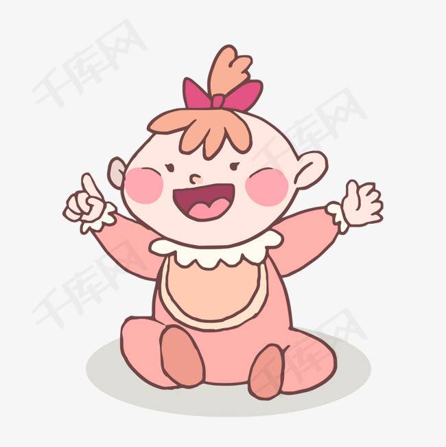 可爱粉色衣服婴儿矢量图卡通人物卡通婴儿矢量图背景装饰粉色衣服