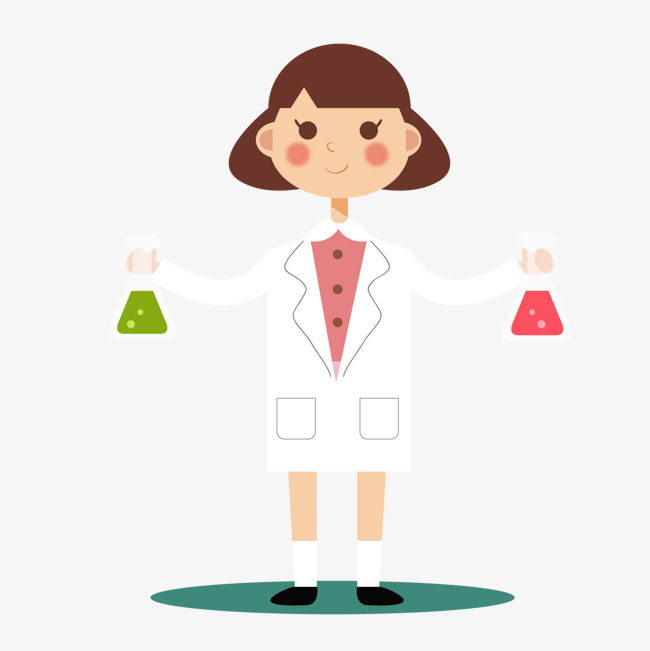 白衣做实验女孩矢量图卡通人物科研人物做实验背景装饰白衣女孩