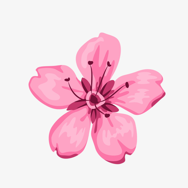 水彩绘卡通花朵矢量图