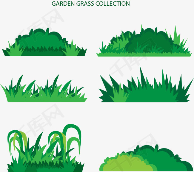 矢量图青青的草丛矢量图卡通手绘青青小草绿色