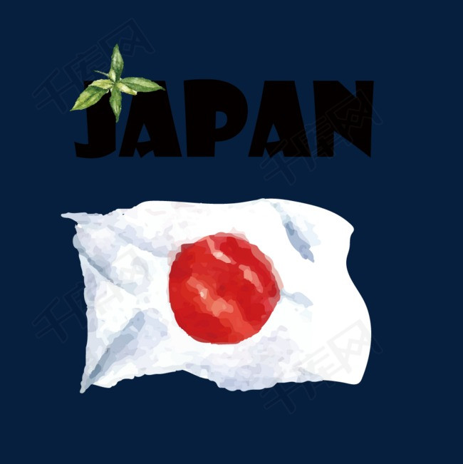 日本国旗海报设计图的素材免抠彩色绘画日本文化卡通海报日本国旗手绘