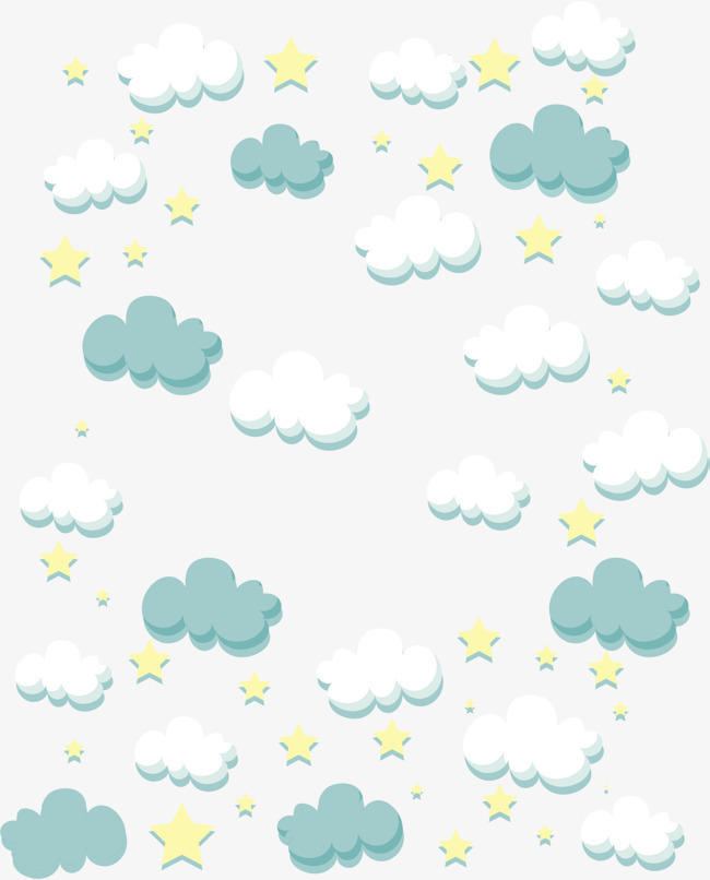 卡通云朵星星花纹素材图片免费下载_高清psd_千库网