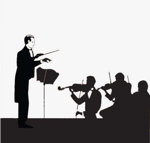 黑白乐队指挥家剪影