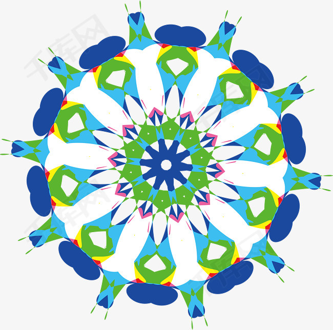 矢量创意彩色瑶族花纹图