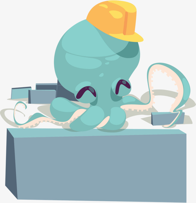 可爱卡通搬砖章鱼