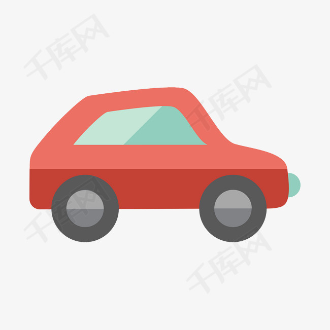 扁平化红色的小汽车