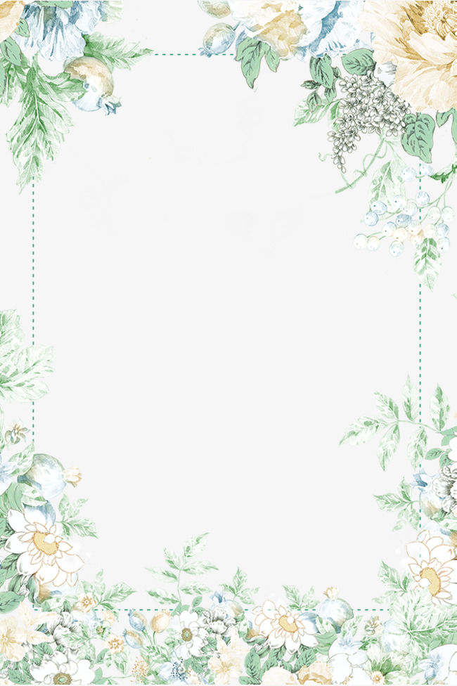 田园风花朵碎花边框小清新花朵边框树叶边框手绘花草手绘画叶子装饰