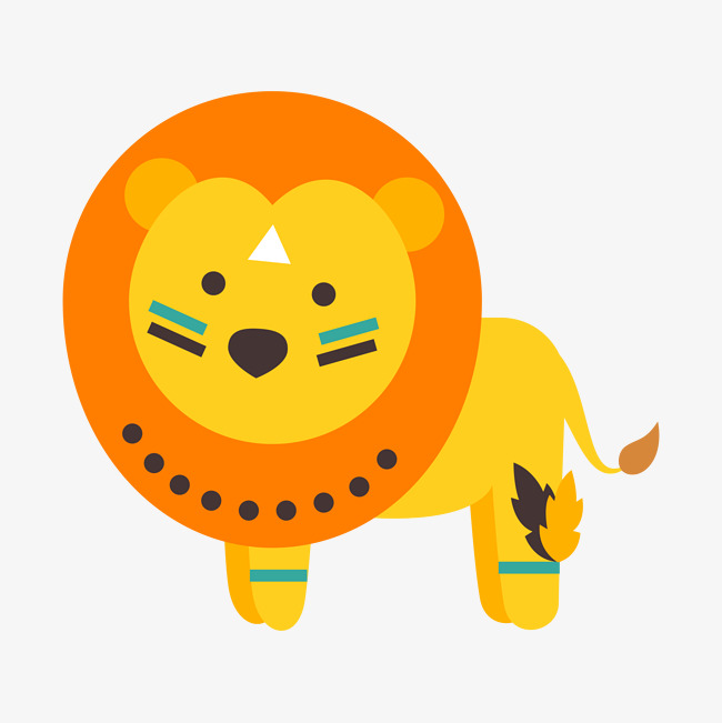 卡通可爱小动物装饰设计动物头像狮子