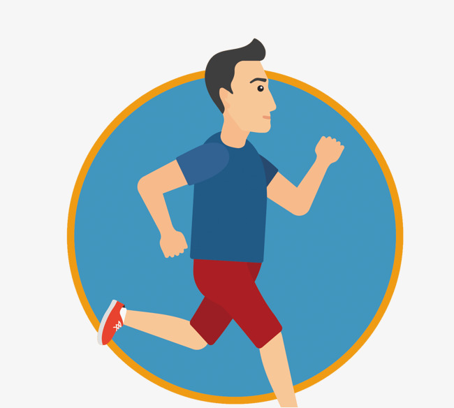 矢量跑步锻炼的男人扁平化跑步矢量卡通手绘跑步锻炼免扣png图跑步