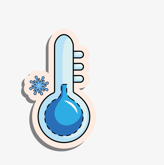 蓝色低温温度计装饰温度计寒冷天气预报天气卡通装饰
