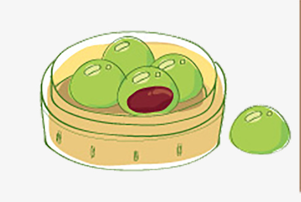 卡通手绘简笔画绿色青团